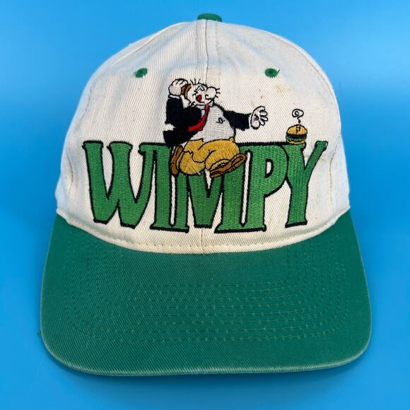 90s Popeye Wimpy hamburger two tone hat 1990s vintage - Picture 1 of 5